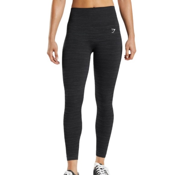 Gymshark Pants - Gymshark adapt marl seamless leggings in black Smokey gray